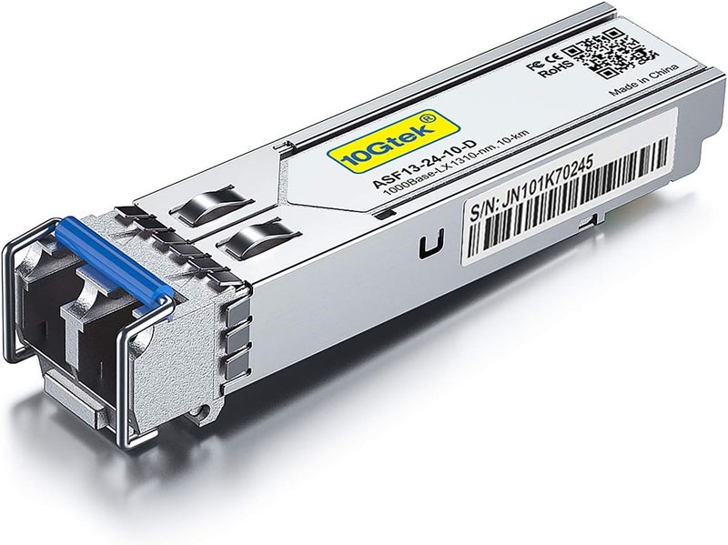 10Gtek 1000Base-LX Gigabit SFP LC SingleMode Transceiver, Mini-GBIC Module for Cisco GLC-LH-SMD, Meraki MA-SFP-1GB-LX10, Ubiquiti UniFi, Fortinet, Mikrotik, TP-Link TL-SM311LS, 1310nm, DDM, 10km - Image 1